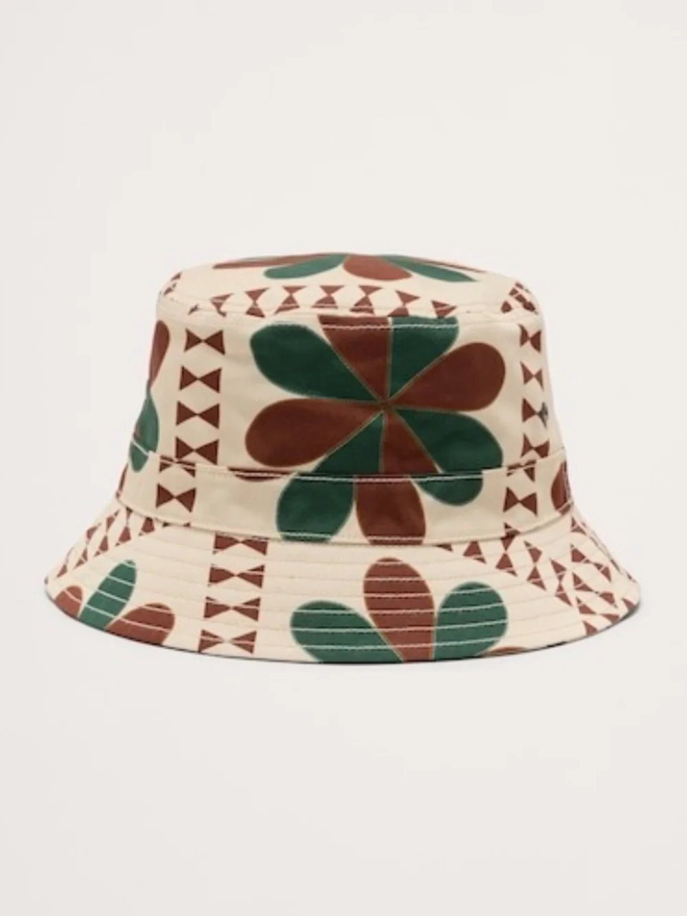 Banana Republic Cotton-Linen Bucket Hat size L/XL in Khaki Beige Print NWT